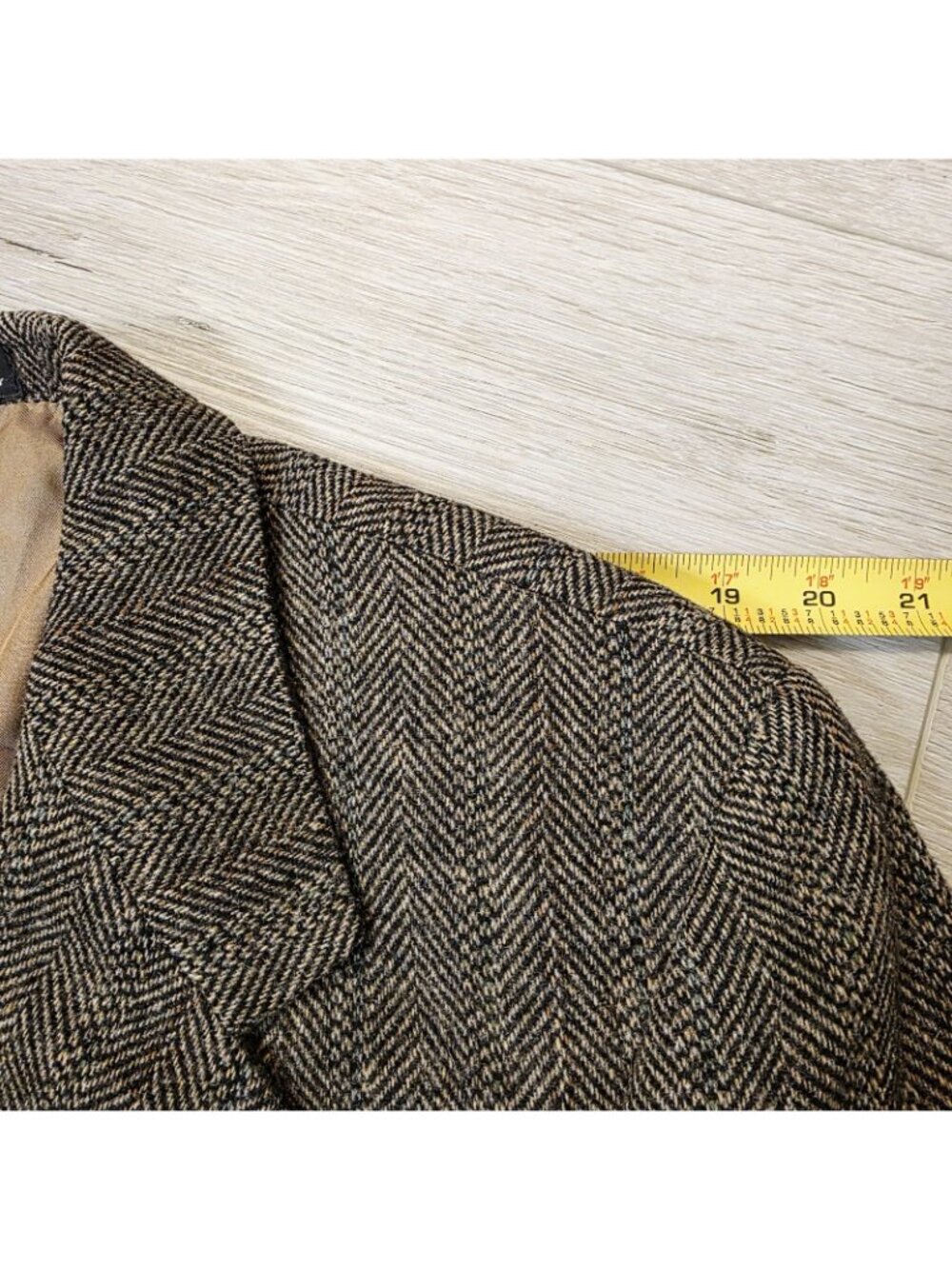 Vtg Deansgate Harris Tweed Style Blazer Jacket Mens Brown 39R Herringbone Wool - Picture 12 of 13